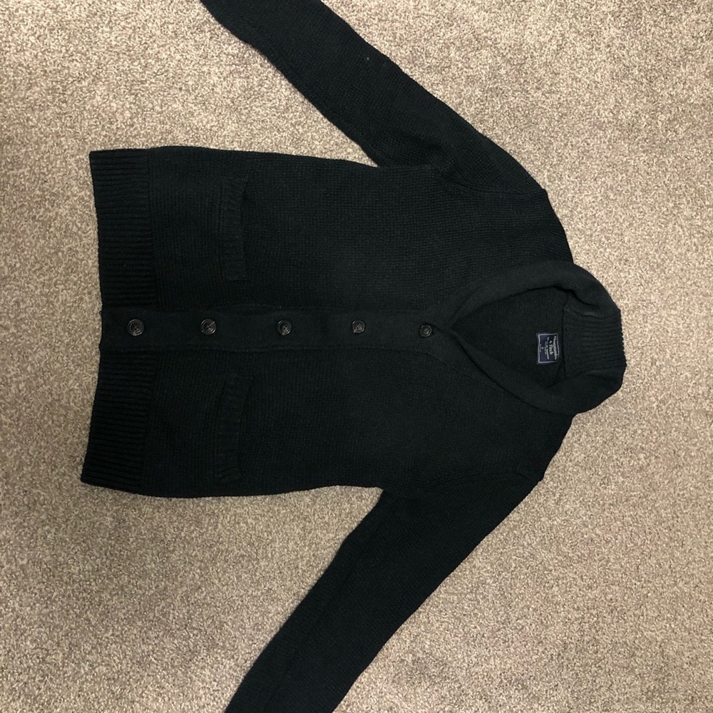 Mens Abercrombie & Fitch Shawl Collar Cardigan, black size small